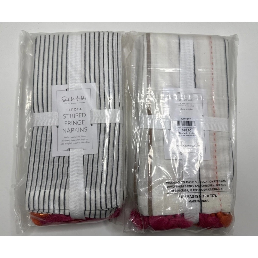 BRAND NEW Sur La Table 100% Cotton 20"x20" Napkins Set of Four Two Packages